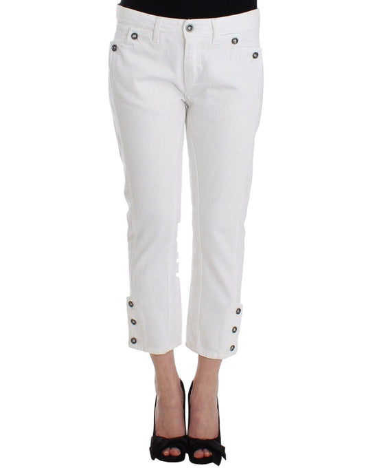 Jeans cropped bianchi Pantaloni in denim con marchio Capri