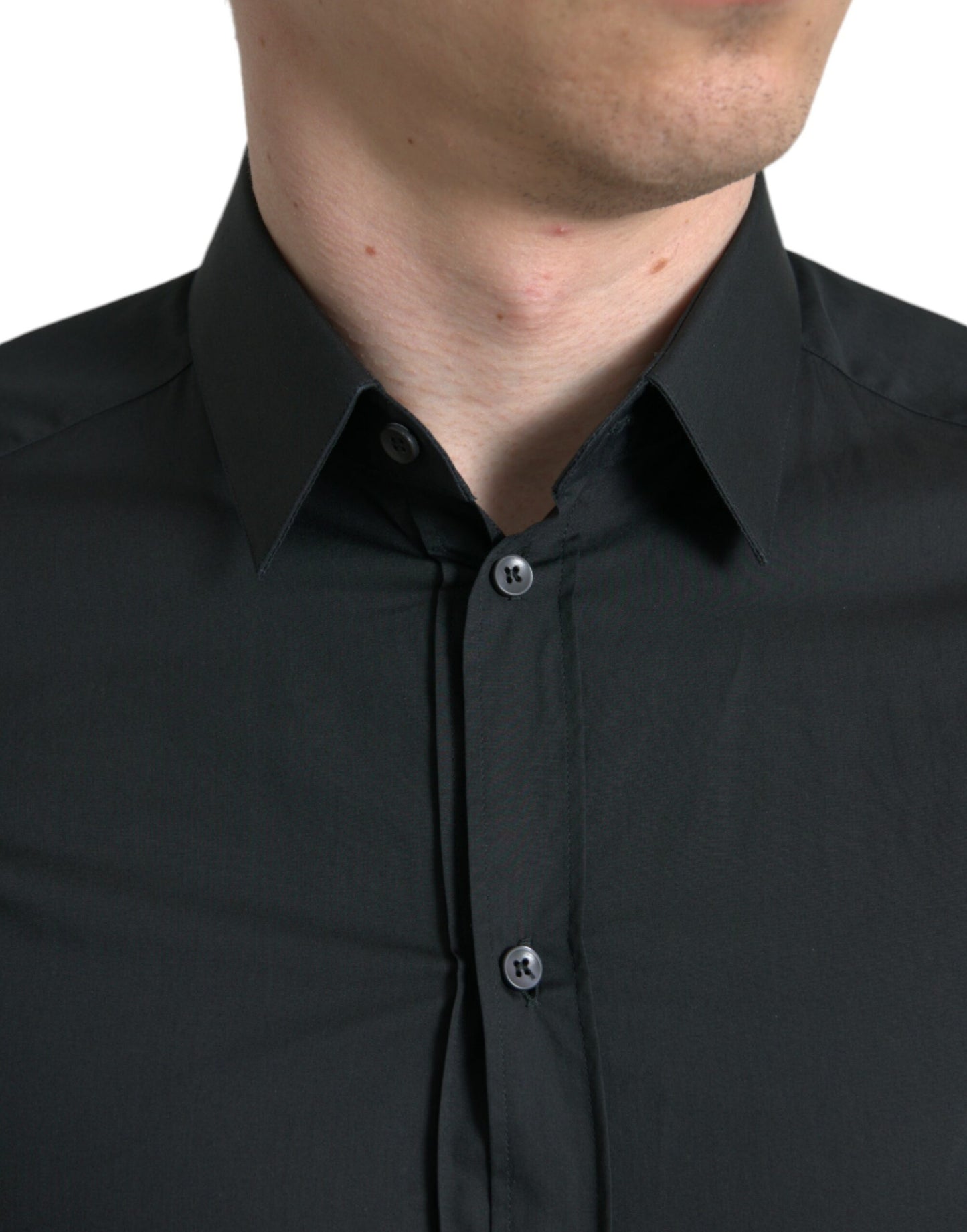 Dolce &amp; Gabbana Elegantes, schmales schwarzes Hemd aus Seidenmischung