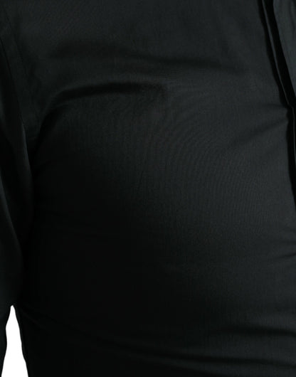 Dolce &amp; Gabbana Elegantes, schmales schwarzes Hemd aus Seidenmischung