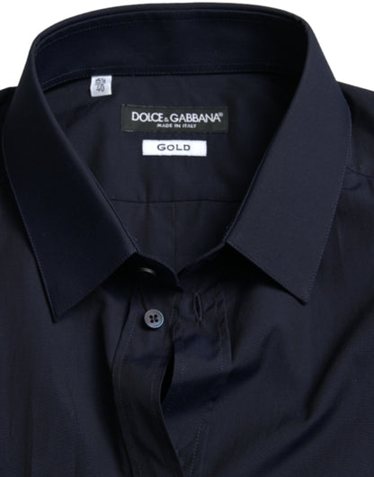 Dolce &amp; Gabbana – Elegantes, marineblaues Jacquard-Hemd
