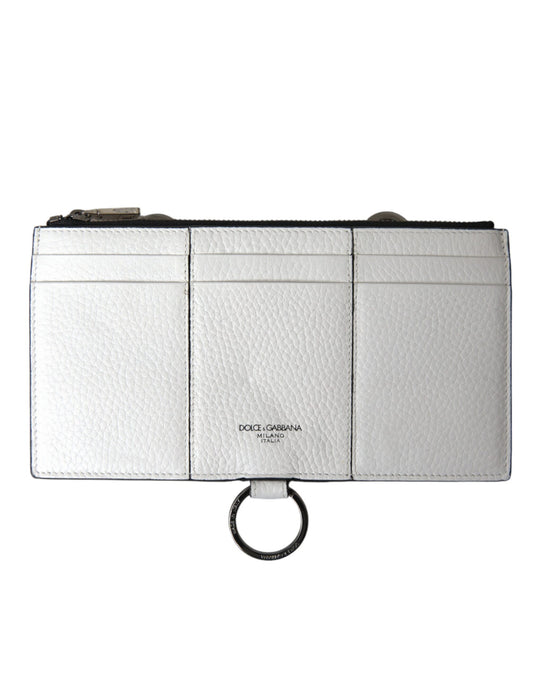 Dolce &amp; Gabbana Elegantes Crossbody-Kartenetui aus weißem Leder