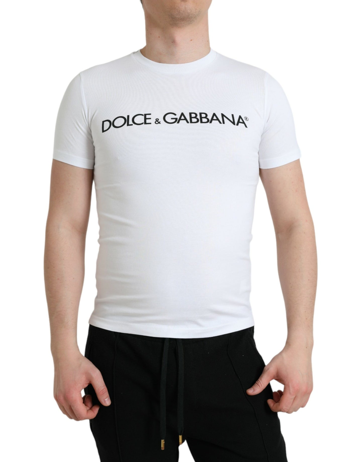 Dolce &amp; Gabbana Elegantes weißes T-Shirt mit Rundhalsausschnitt und Logo