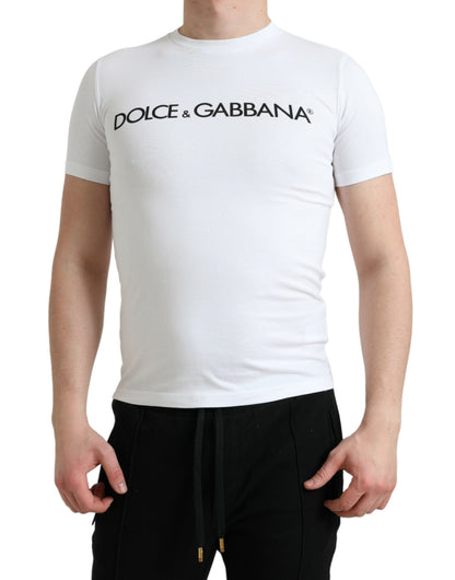 Dolce &amp; Gabbana Elegantes weißes T-Shirt mit Rundhalsausschnitt und Logo