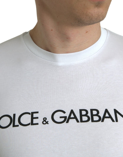 Dolce &amp; Gabbana Elegantes weißes T-Shirt mit Rundhalsausschnitt und Logo