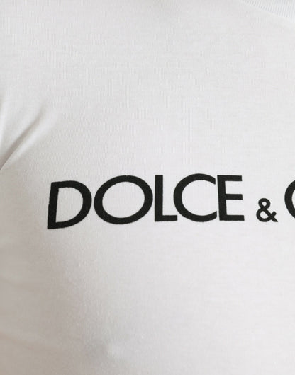 Dolce &amp; Gabbana Elegantes weißes T-Shirt mit Rundhalsausschnitt und Logo