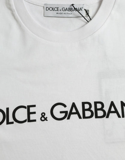 Dolce &amp; Gabbana Elegantes weißes T-Shirt mit Rundhalsausschnitt und Logo