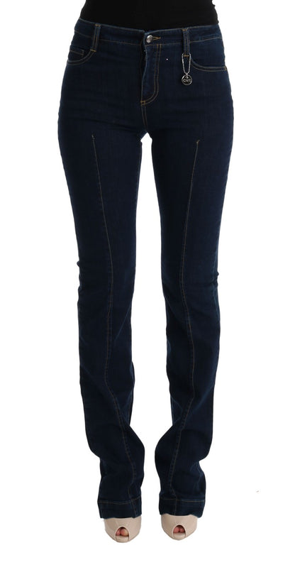 Jeans svasati bootcut in cotone blu