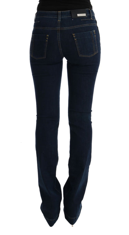 Jeans svasati bootcut in cotone blu