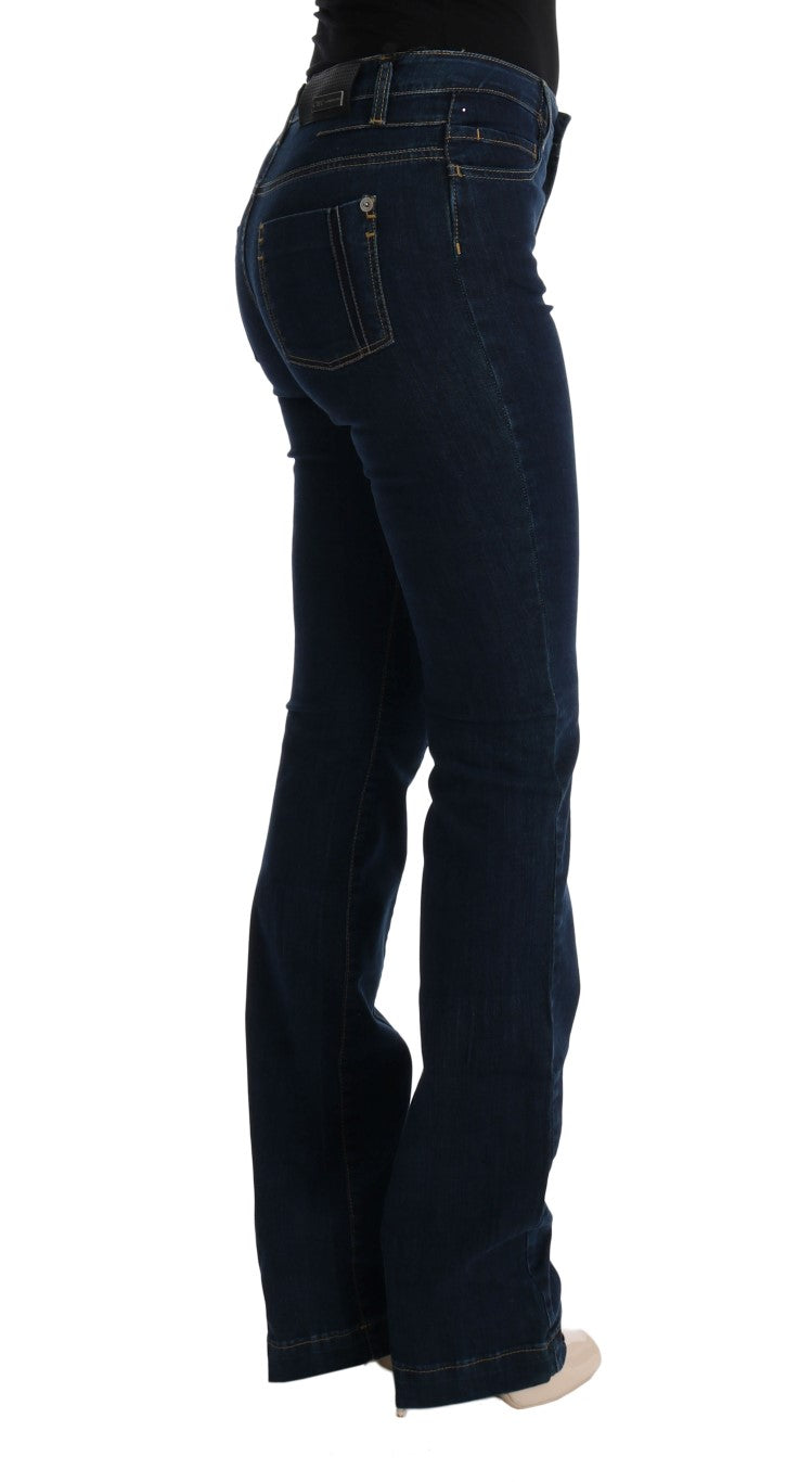 Jeans svasati bootcut in cotone blu