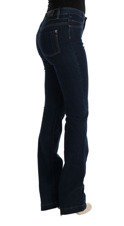 Jeans svasati bootcut in cotone blu