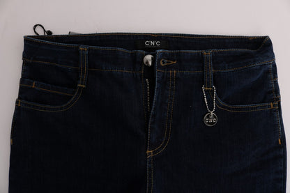Jeans svasati bootcut in cotone blu