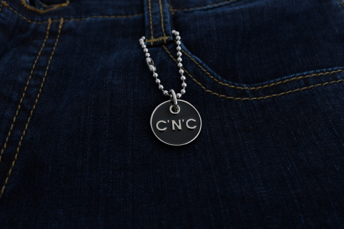 Jeans svasati bootcut in cotone blu