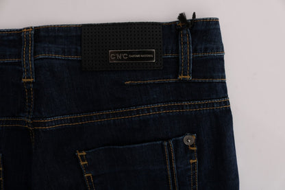 Jeans svasati bootcut in cotone blu