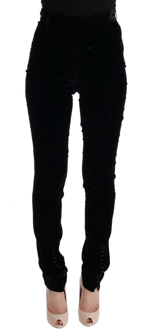 Pantaloni slim fit in velluto nero