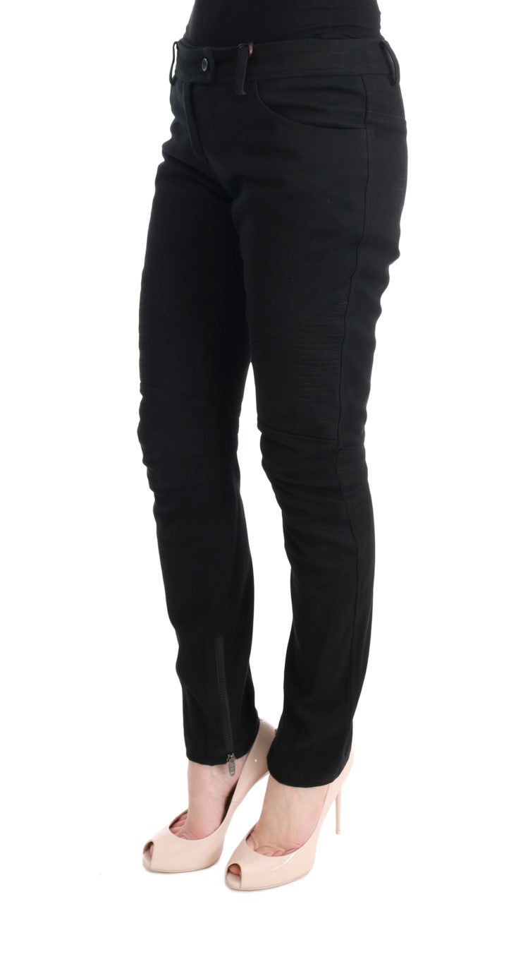 Pantaloni casual slim fit in cotone nero
