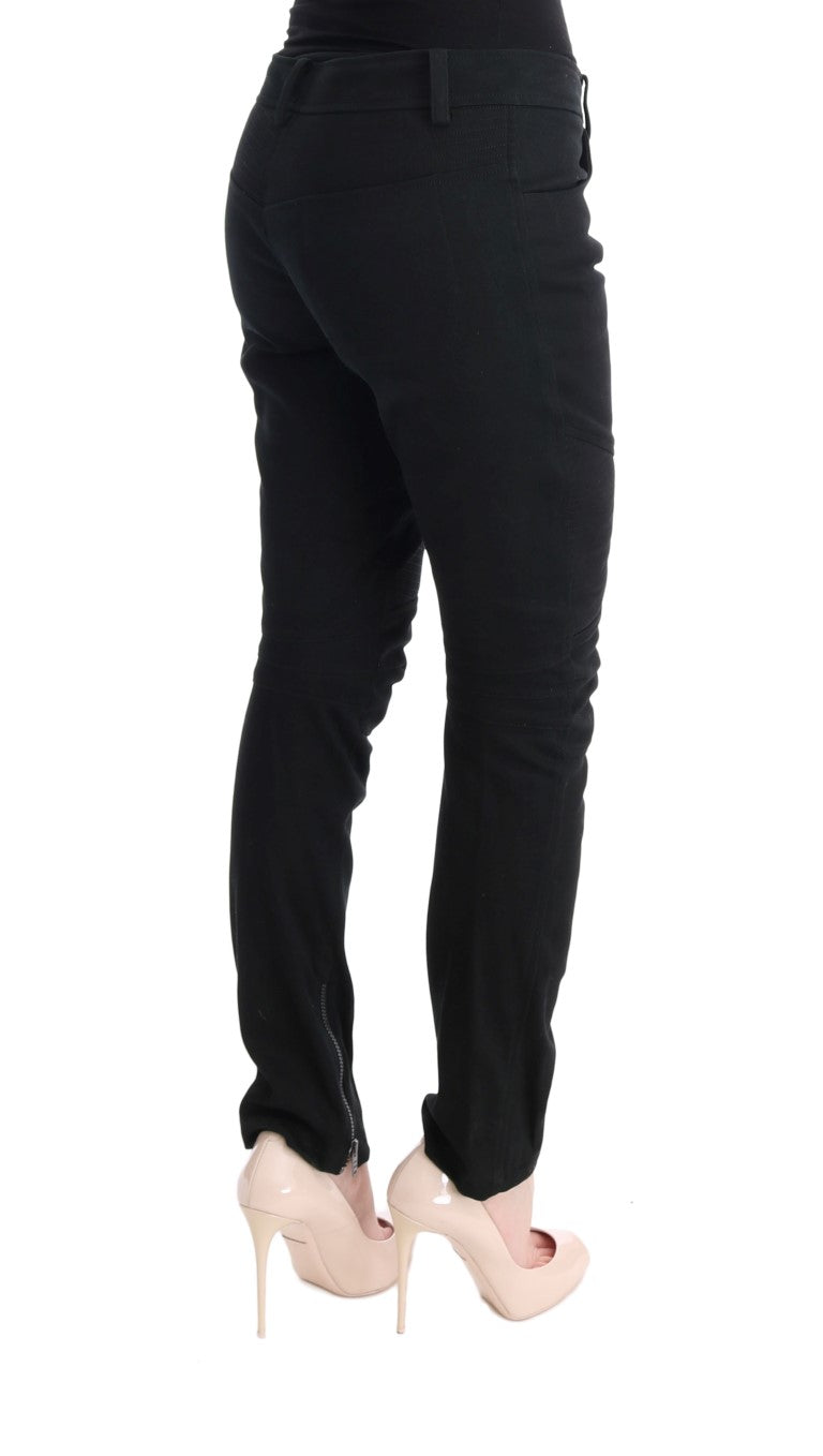 Pantaloni casual slim fit in cotone nero