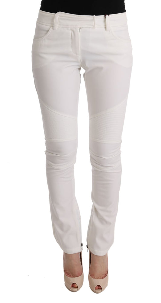 Pantaloni casual slim fit in cotone bianco