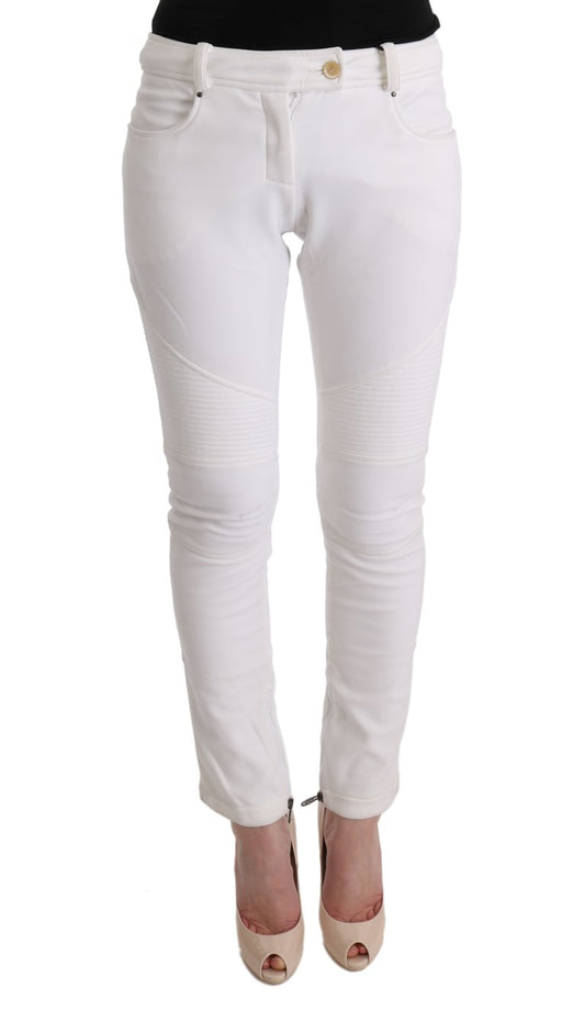 Pantaloni casual slim fit in cotone bianco