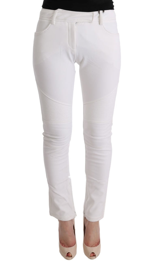 Pantaloni casual slim fit in cotone bianco