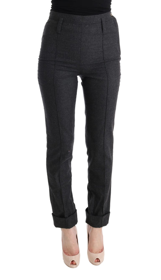 Pantaloni casual skinny in lana vergine grigia
