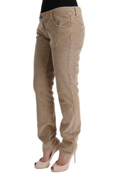Pantaloni vestibilità regolare in velluto di cotone beige