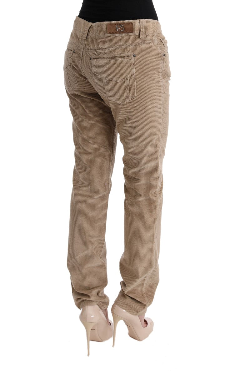 Pantaloni vestibilità regolare in velluto di cotone beige
