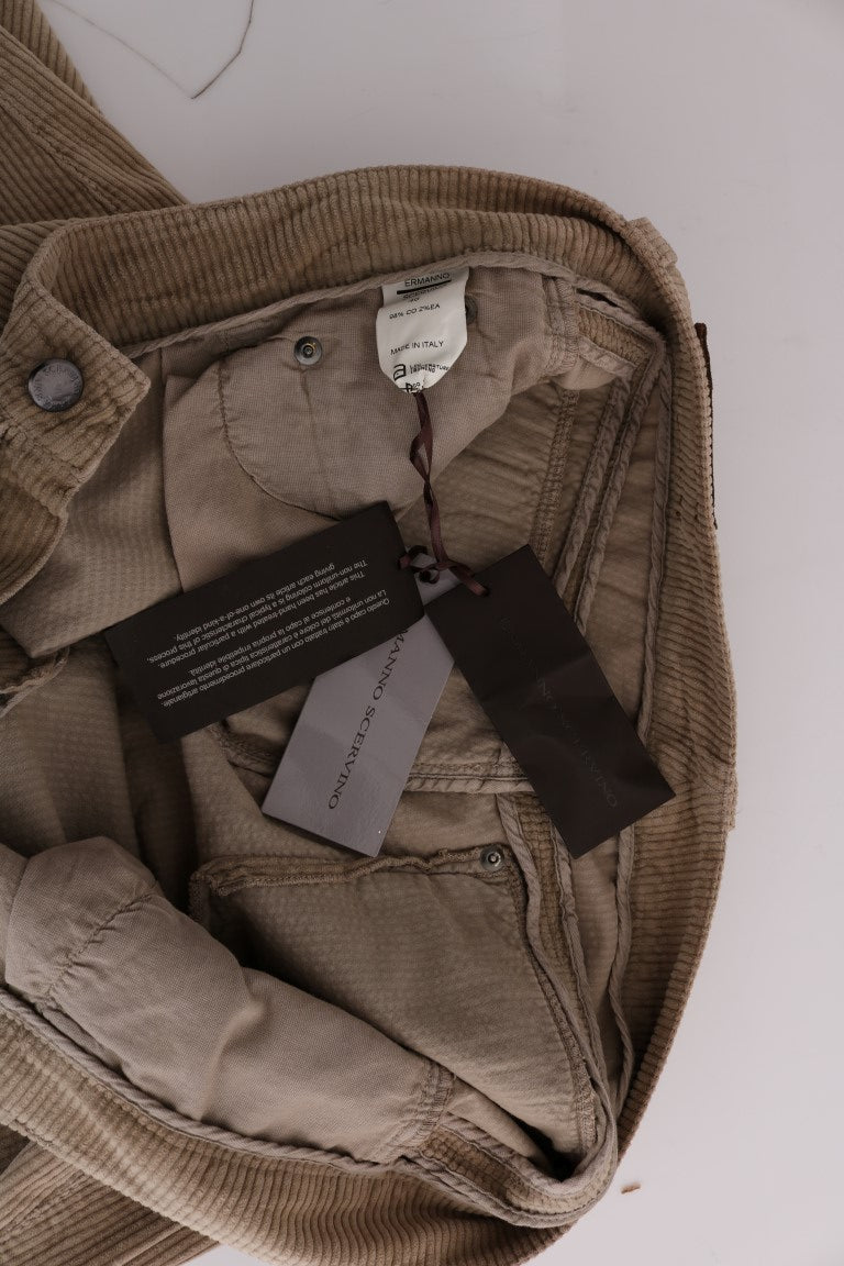 Pantaloni vestibilità regolare in velluto di cotone beige