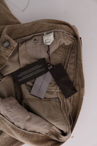 Pantaloni vestibilità regolare in velluto di cotone beige