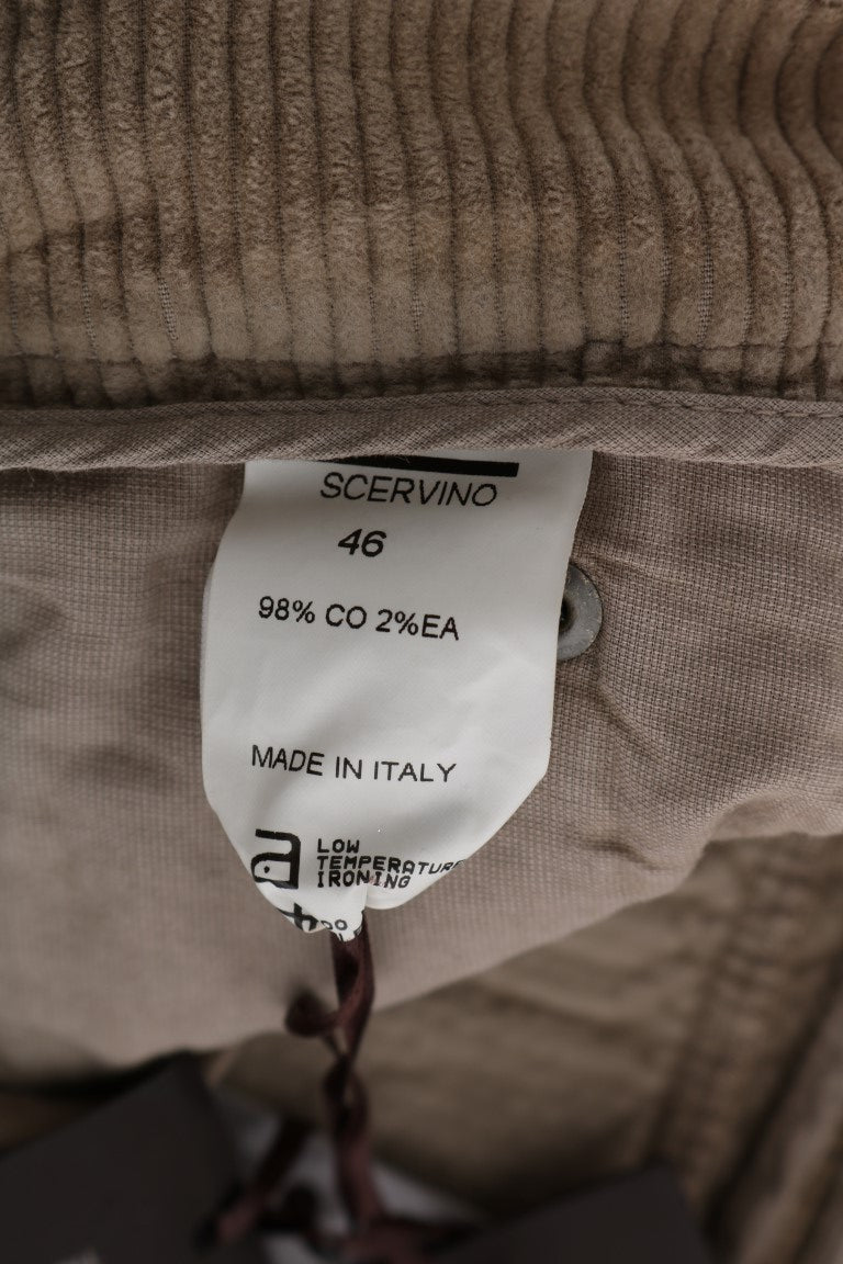 Pantaloni vestibilità regolare in velluto di cotone beige