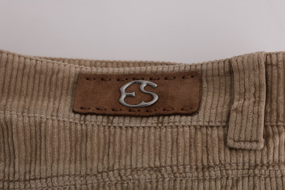 Pantaloni vestibilità regolare in velluto di cotone beige