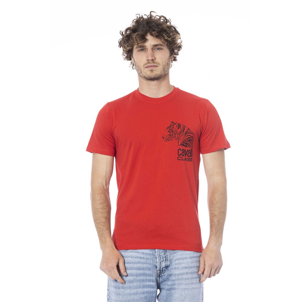 T-shirt pour homme en coton rouge Cavalli Class