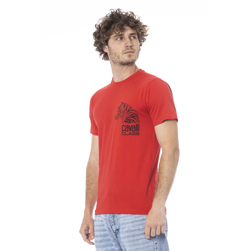 T-shirt pour homme en coton rouge Cavalli Class