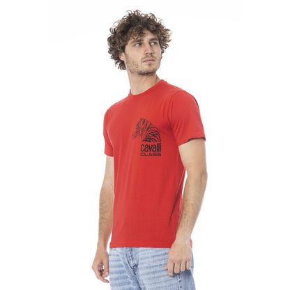 T-shirt pour homme en coton rouge Cavalli Class
