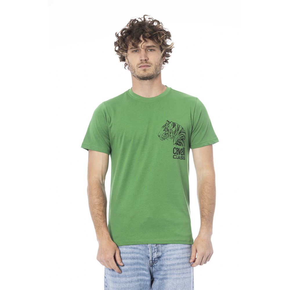 T-shirt pour hommes en coton vert Cavalli Class