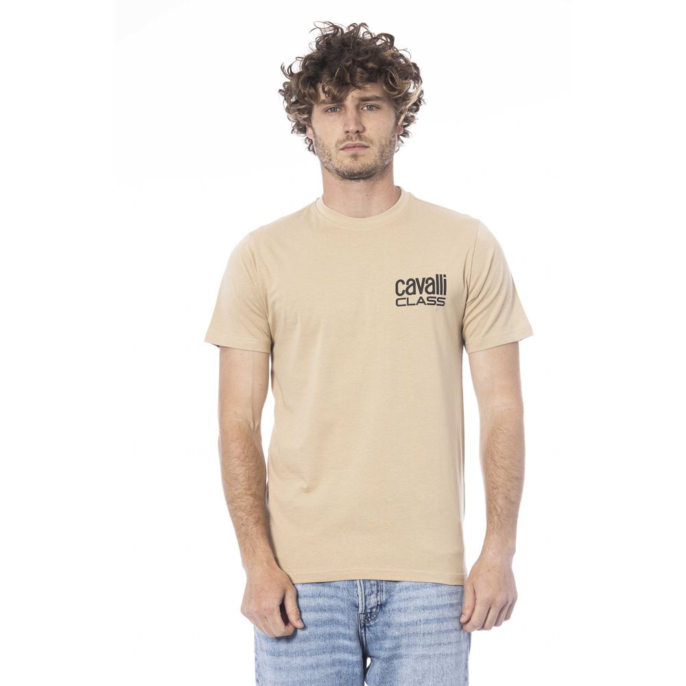 T-shirt pour homme en coton beige Cavalli Class