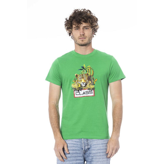 Cavalli Class Grünes Baumwoll-T-Shirt für Herren