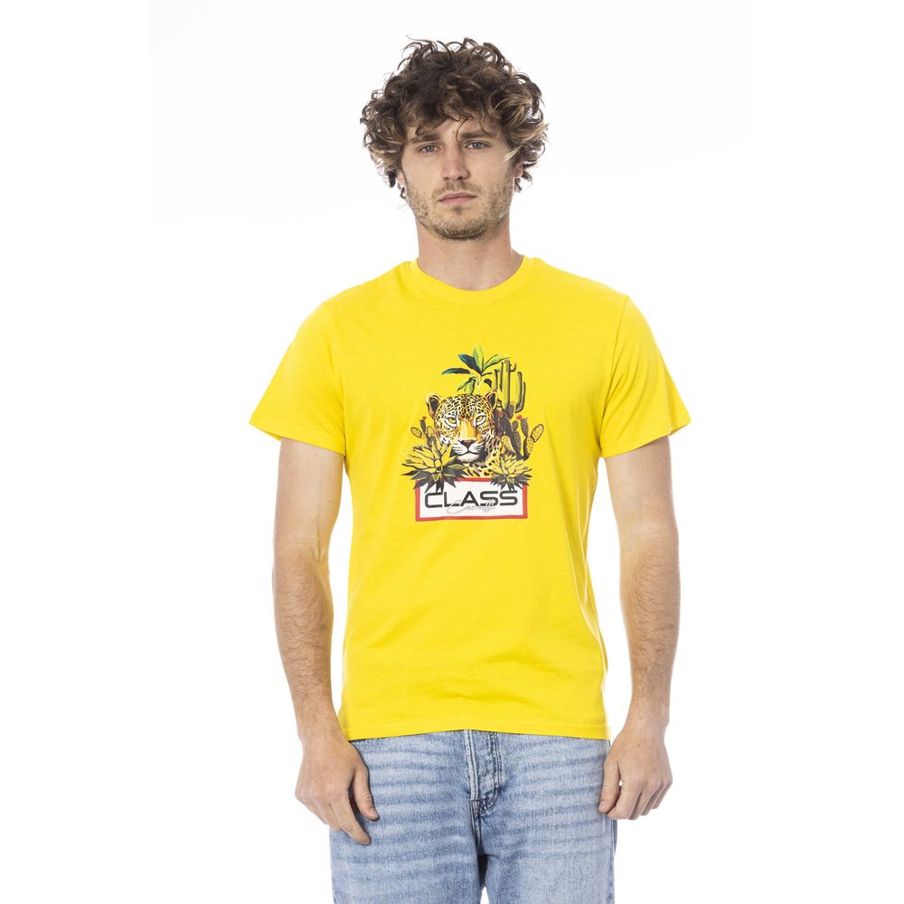 T-shirt pour homme en coton jaune Cavalli Class