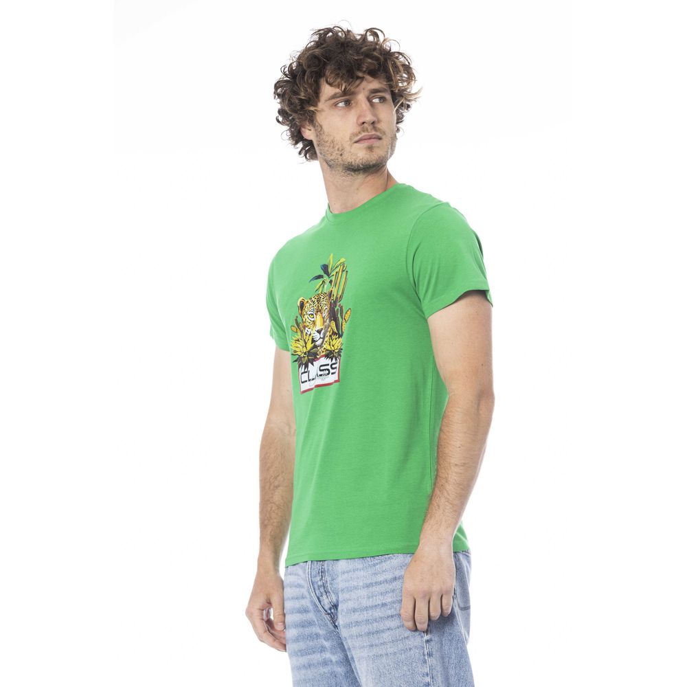 Cavalli Class Grünes Baumwoll-T-Shirt für Herren