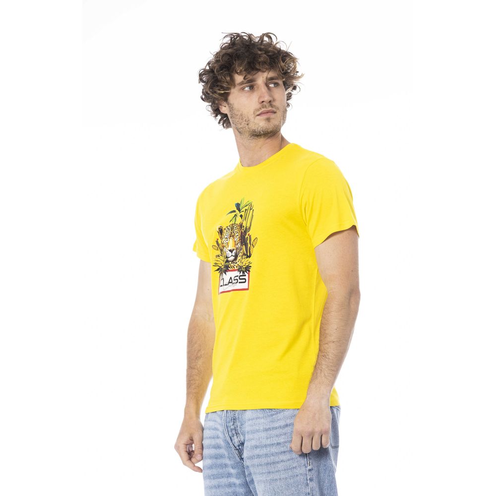 T-shirt pour homme en coton jaune Cavalli Class