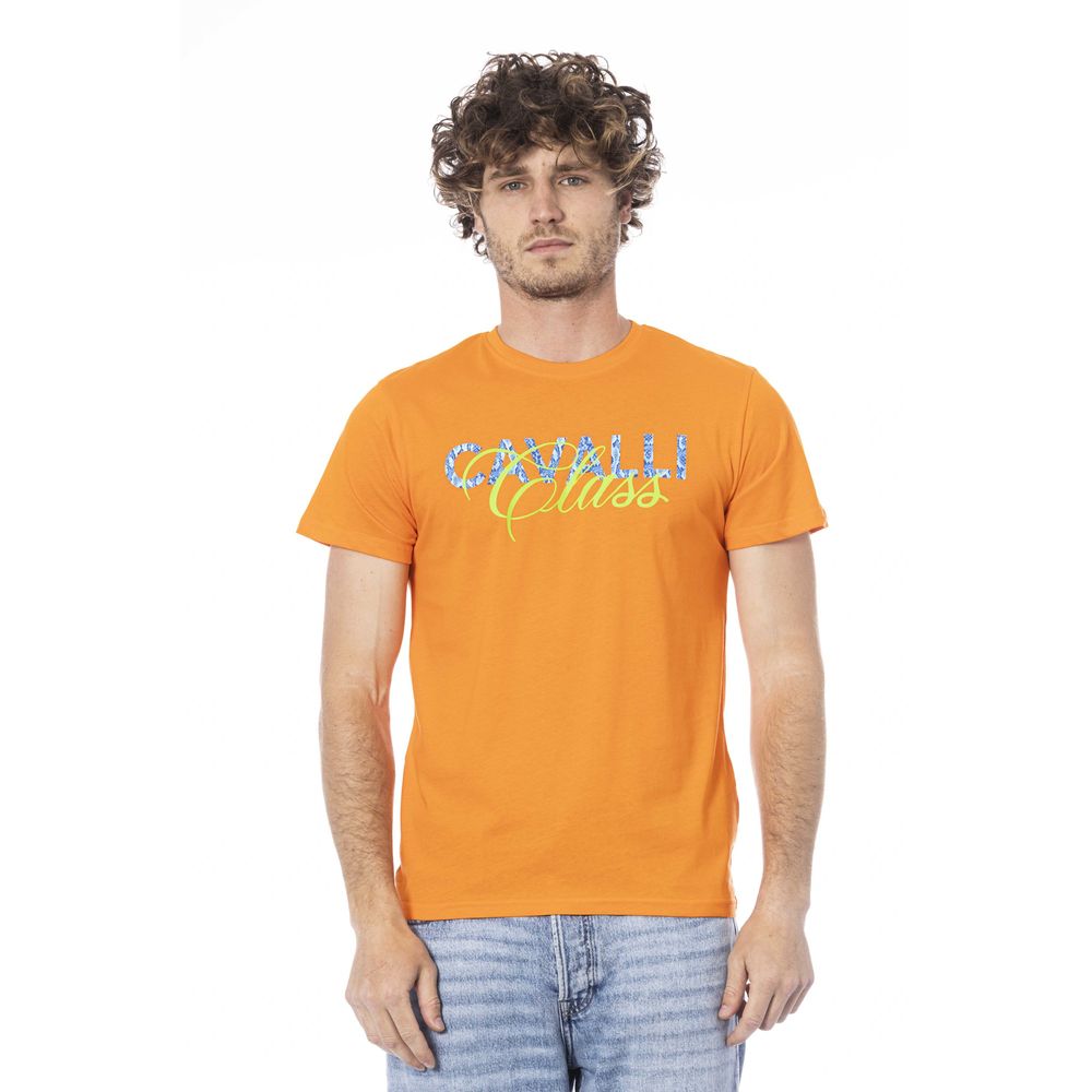T-shirt en coton orange pour hommes Cavalli Class
