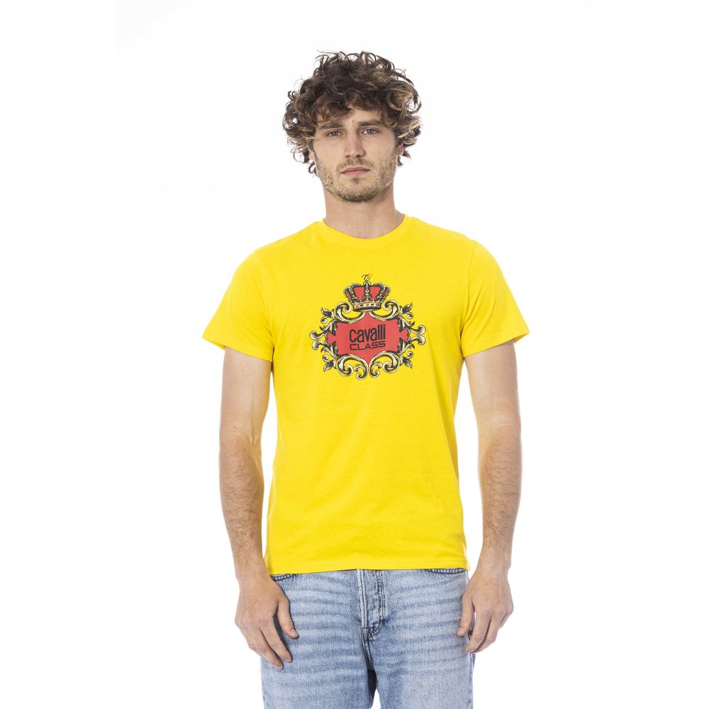 T-shirt pour homme en coton jaune Cavalli Class