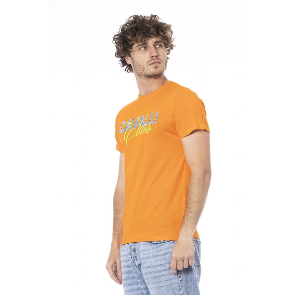 T-shirt en coton orange pour hommes Cavalli Class