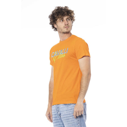 T-shirt en coton orange pour hommes Cavalli Class