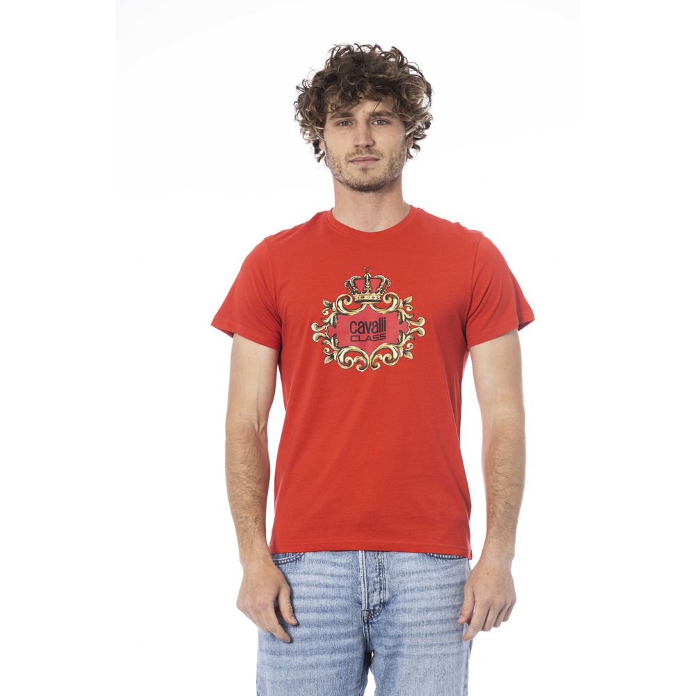 T-shirt pour homme en coton rouge Cavalli Class