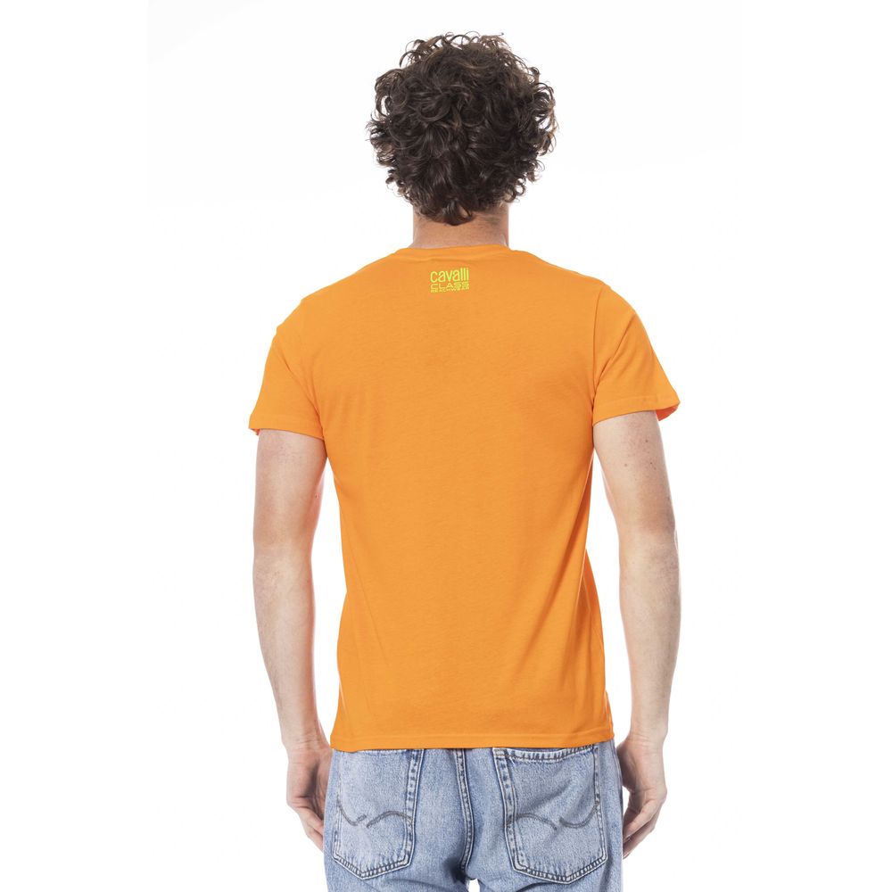T-shirt en coton orange pour hommes Cavalli Class