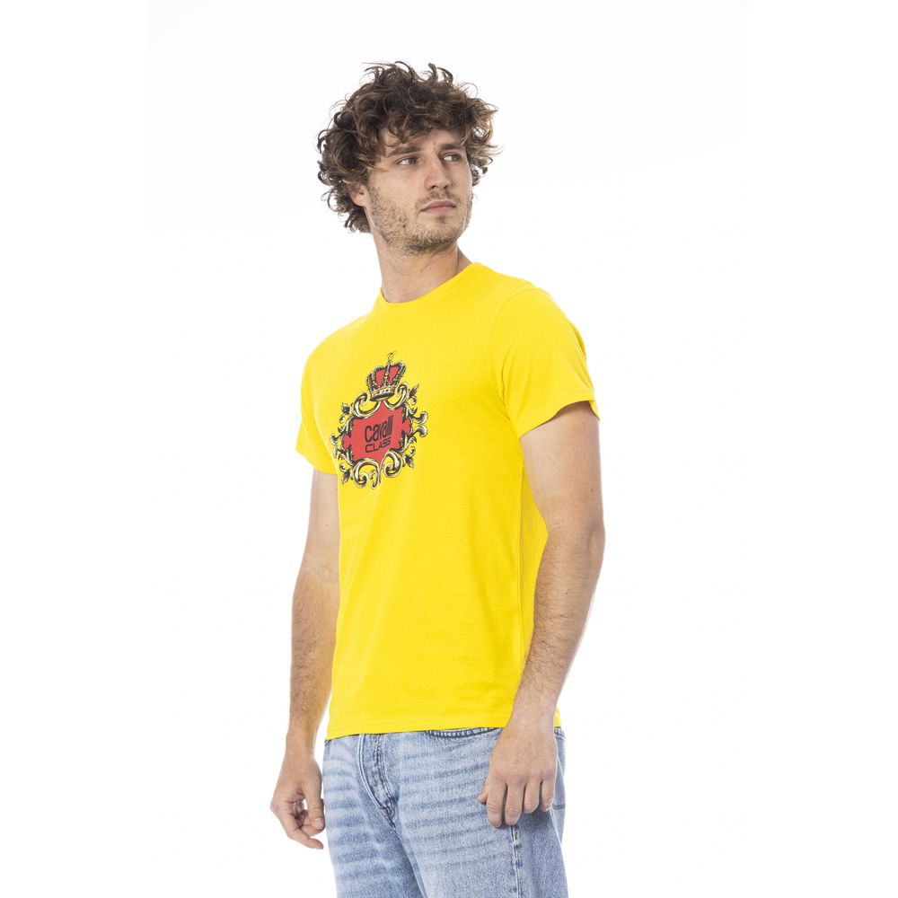 T-shirt pour homme en coton jaune Cavalli Class