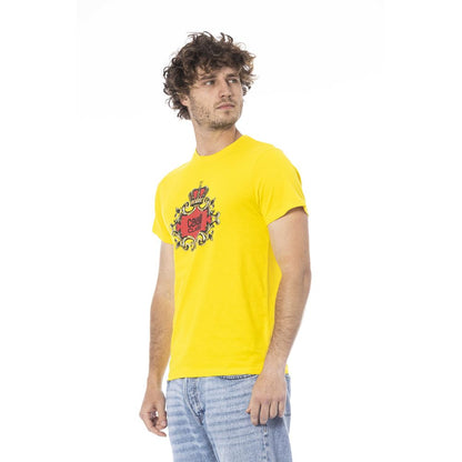 T-shirt pour homme en coton jaune Cavalli Class