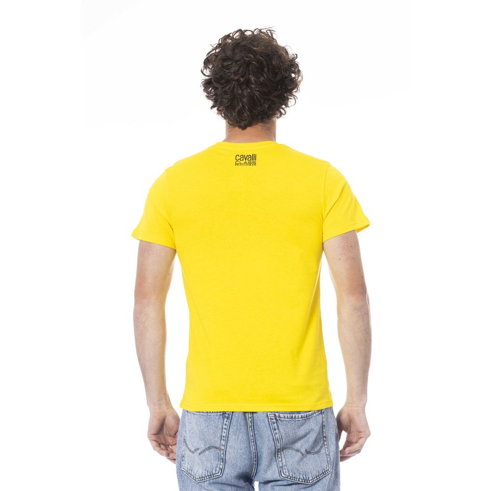 T-shirt pour homme en coton jaune Cavalli Class