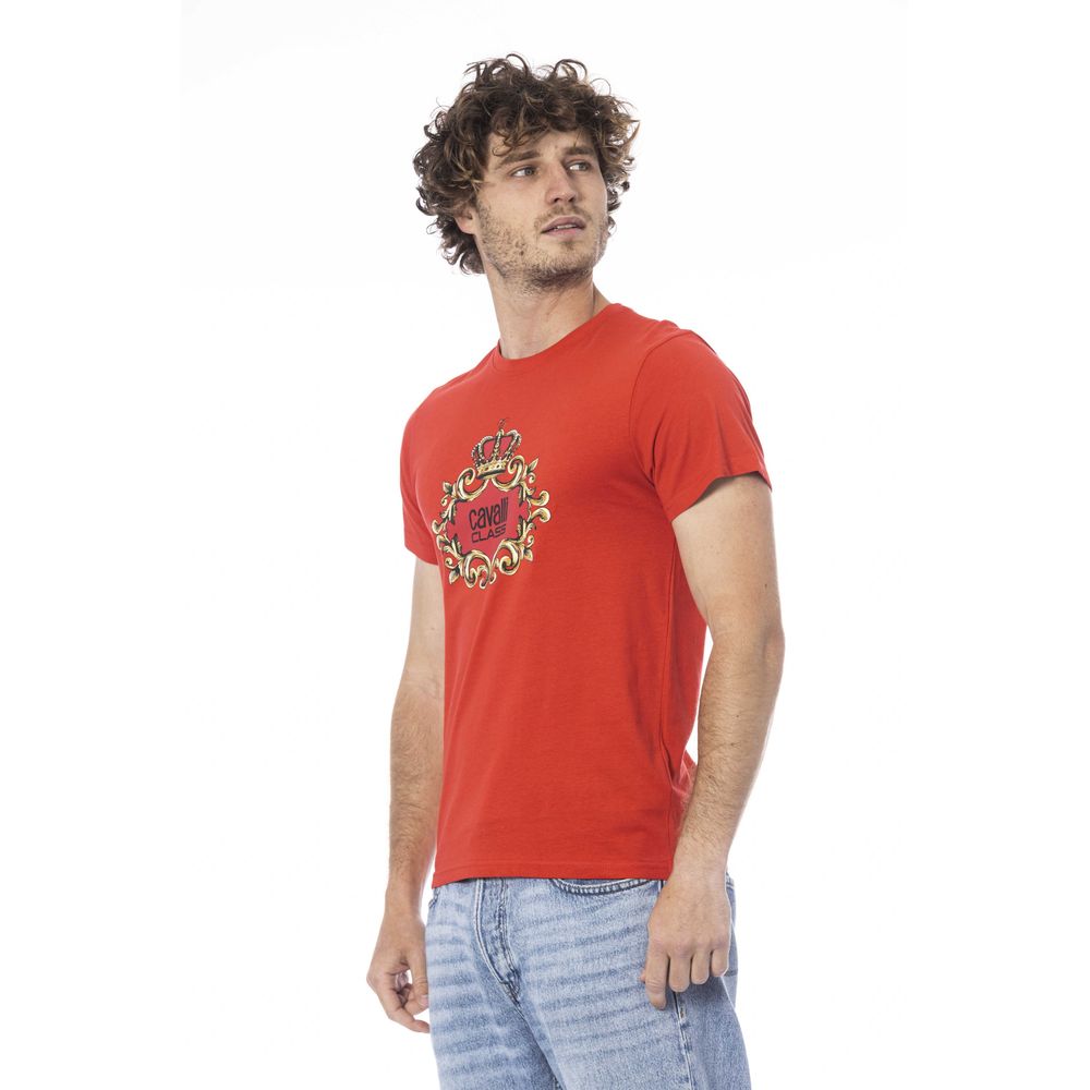 T-shirt pour homme en coton rouge Cavalli Class