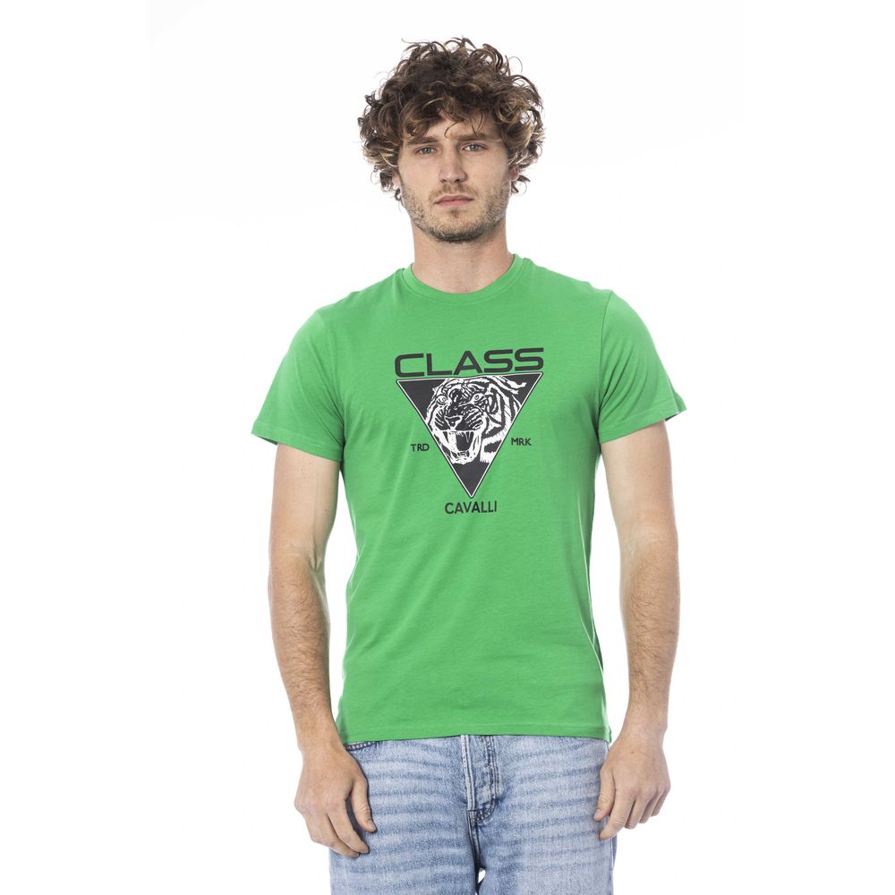 T-shirt pour hommes en coton vert Cavalli Class